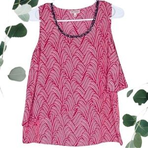 Juicy Couture Pink White Wavy Print Sleeveless Top Size Small